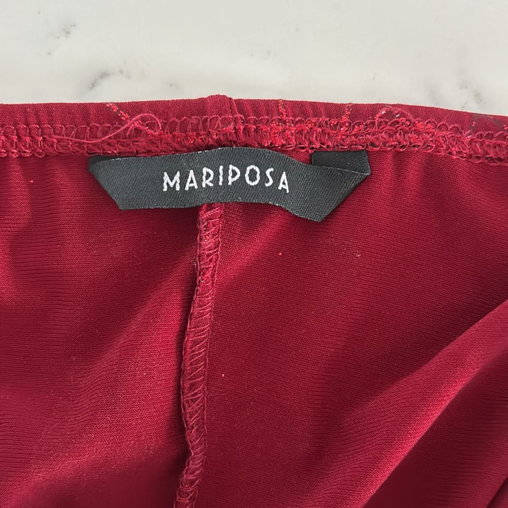 Mariposa Red Sparkly Halter Mini-Dress, V-neck. Size Small - Picture 12 of 13